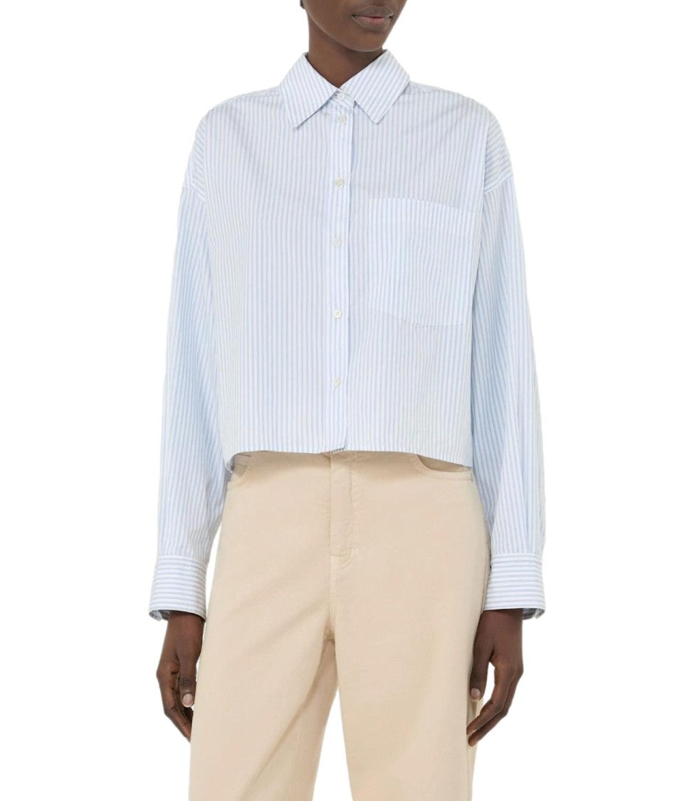 Max Mara Light Blue Striped Linen Shirt