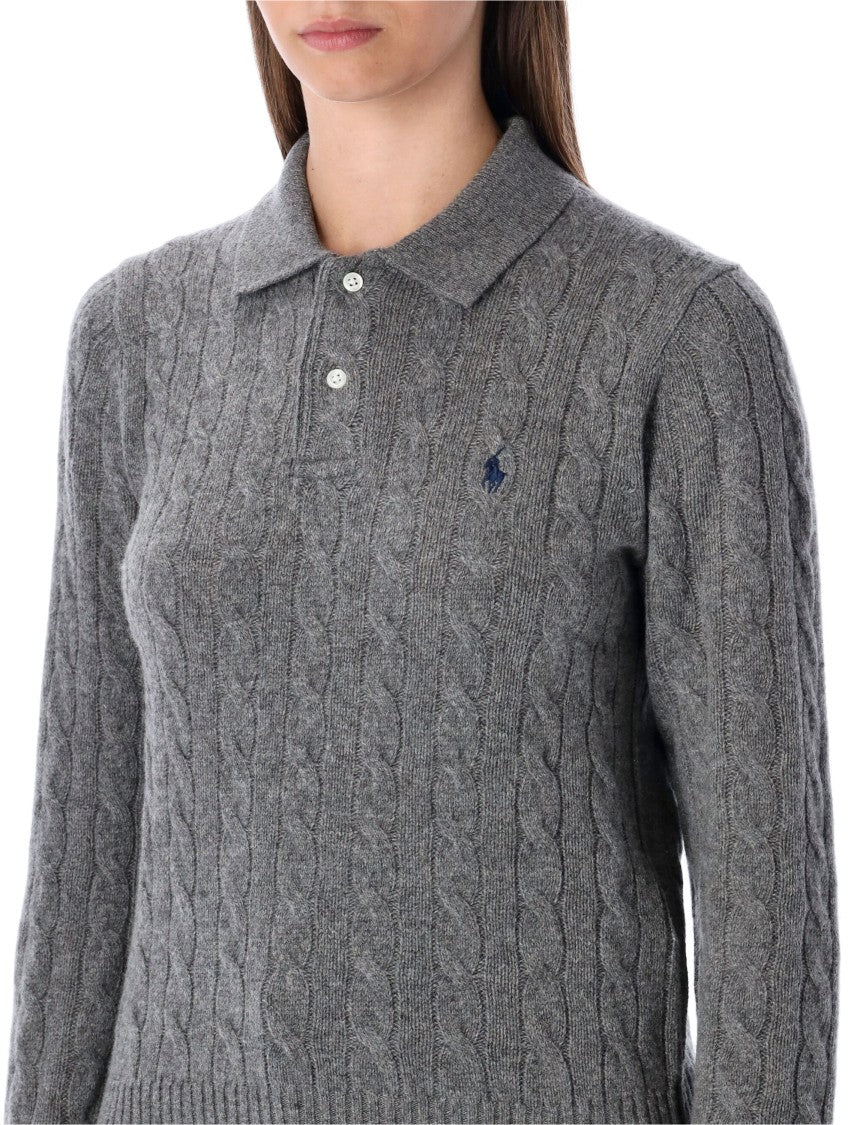 Polo Ralph Lauren Polo Cable-Knit Wool Cashmere Polo Sweater