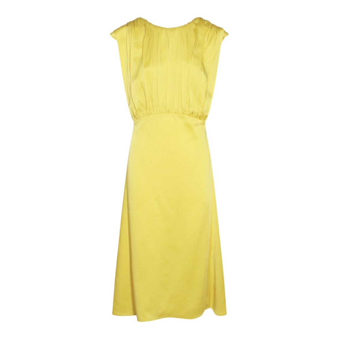 Jil Sander Sleeveless Midi Dress With Gathered Bodice And V-Back Detail