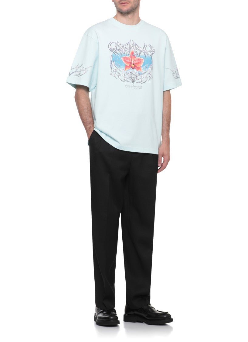 Casablanca Light Blue Cotton T-Shirt