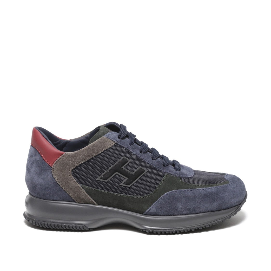 Hogan Interactive Sneakers Made Of Suede And Blue Technical Fabric