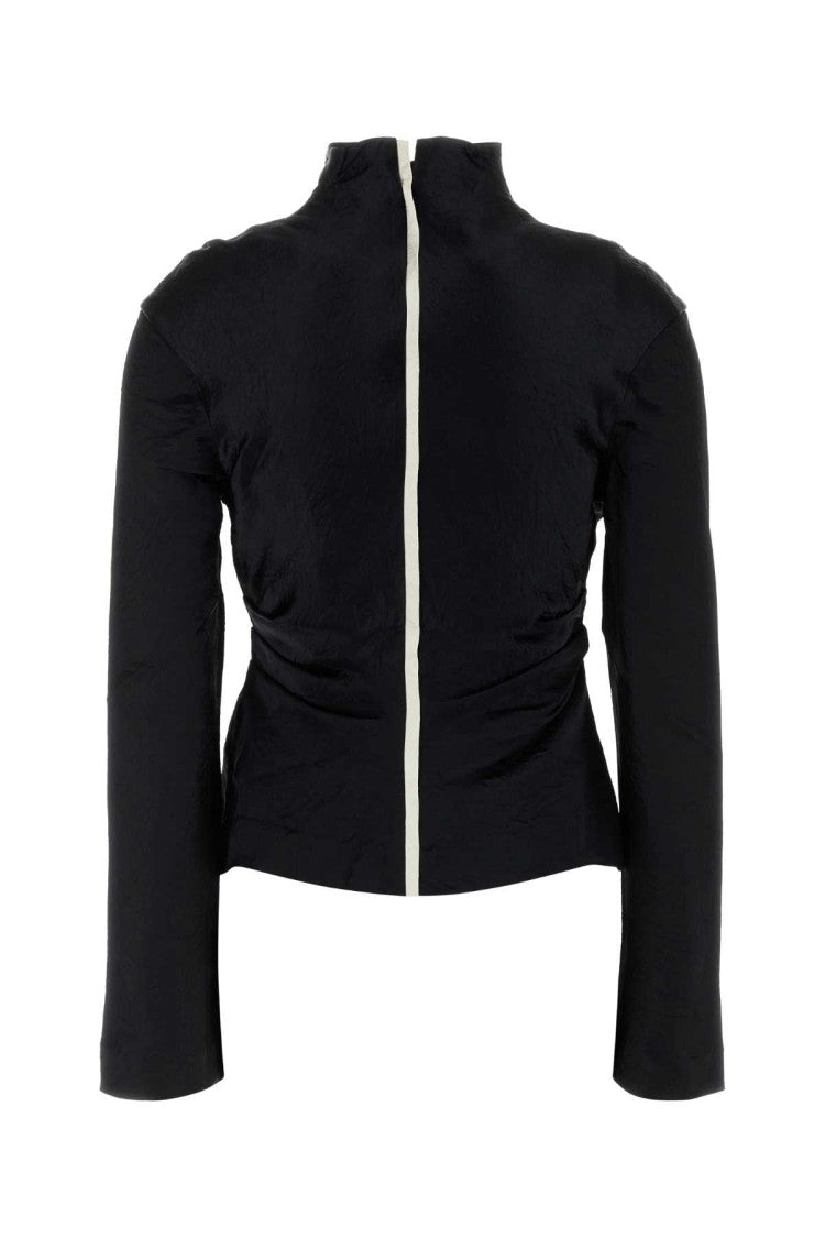 Nanushka Black Satin Domini Blouse