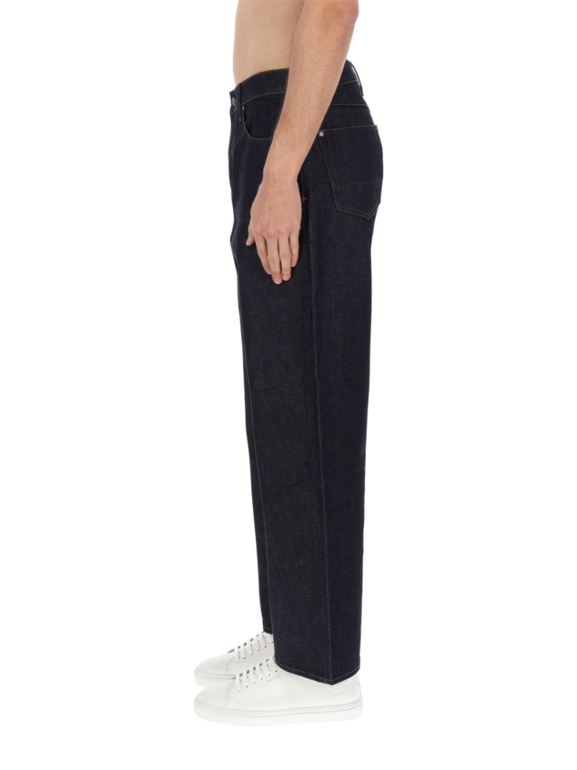 Stone Island Dark Denim Cotton Wide-Leg Jeans