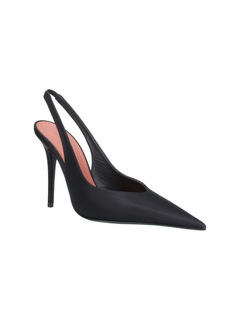 Amina Muaddi Black Anok 105 Silk Pointed Stiletto Pumps