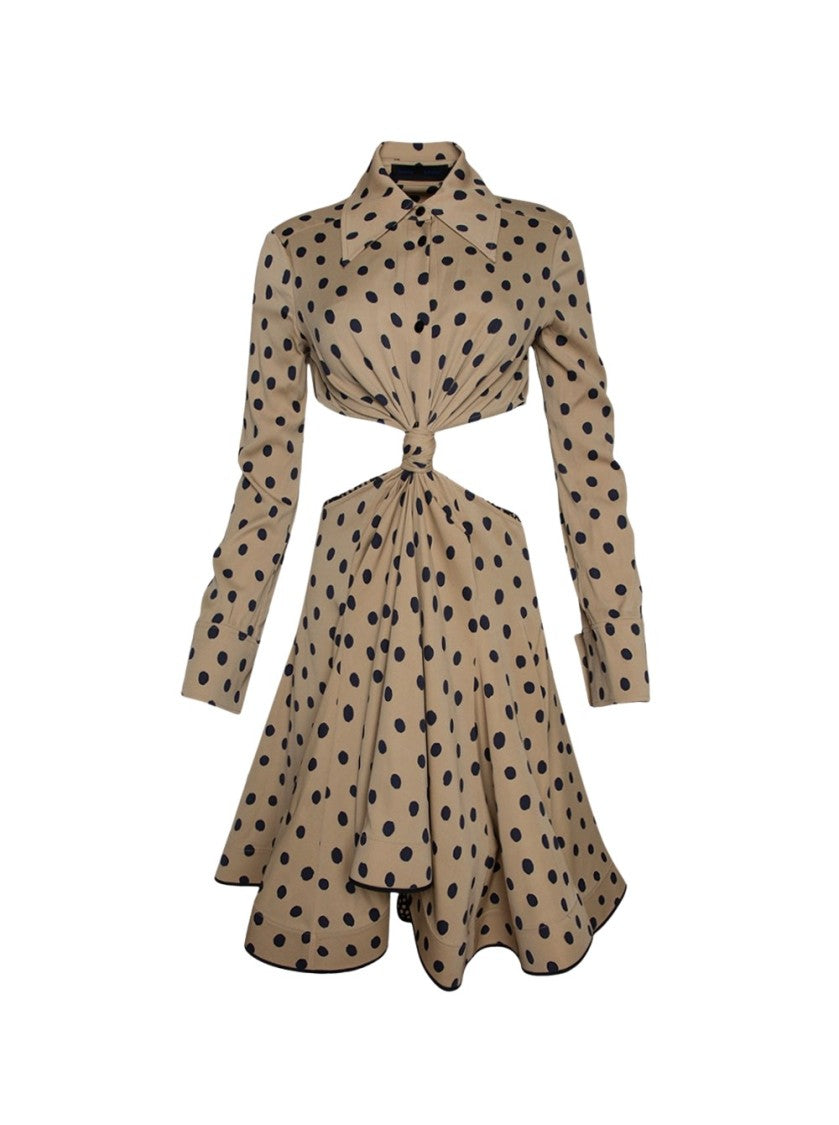 Proenza Schouler Printed Dot Cut-Out Shirt Dress