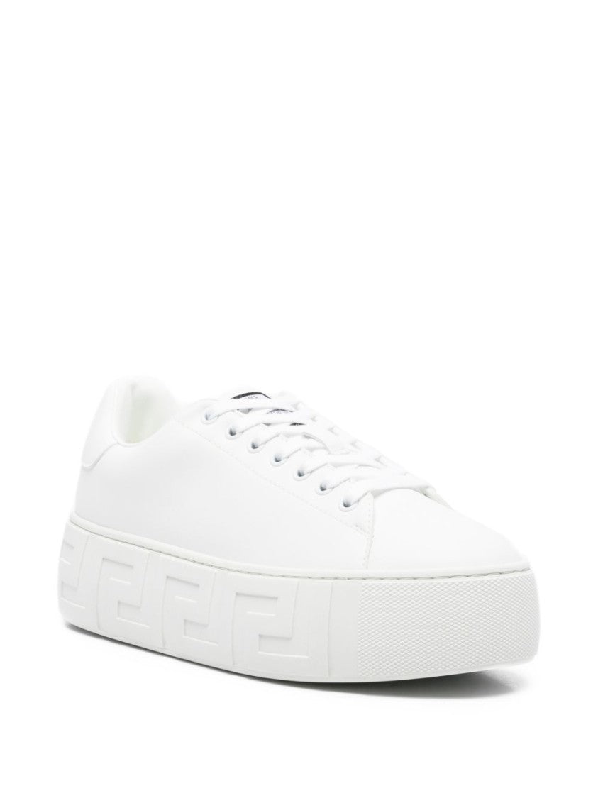 Versace White Flats With Thick Platform