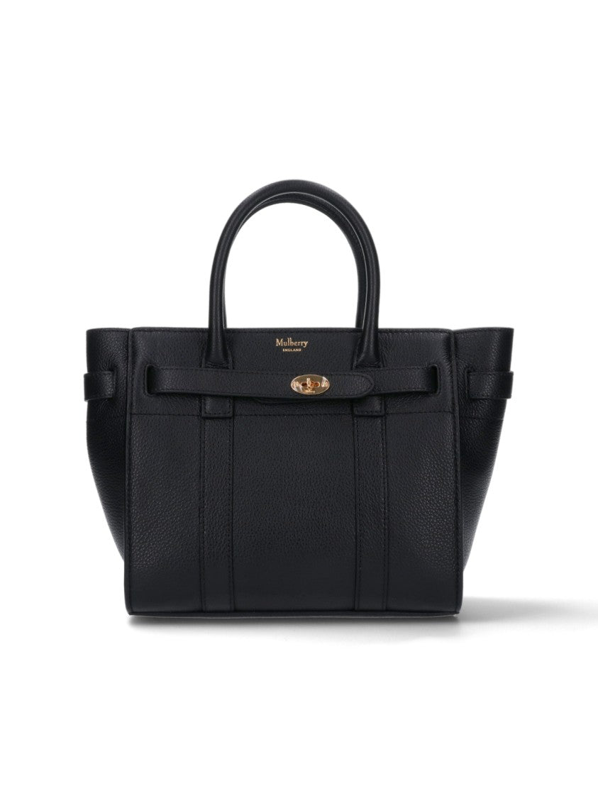 Mulberry Black Bayswater Mini Grain Leather Bag