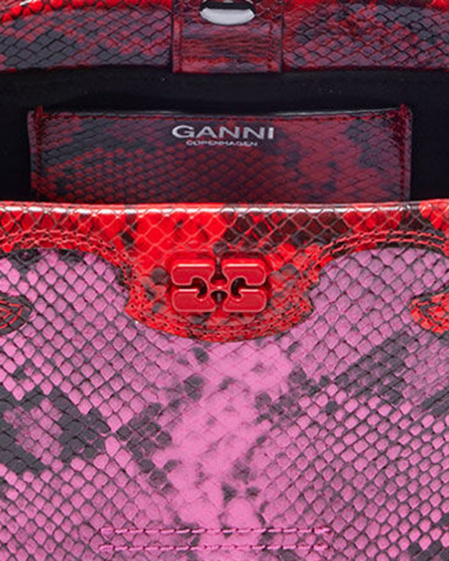 Ganni Snake Raspberry Rose Mini Bou Bag