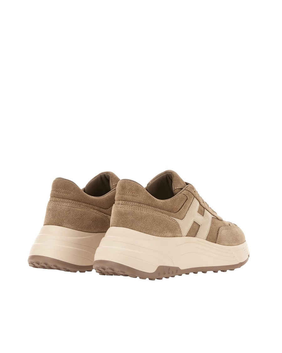 Hogan Beige Hi-Fi Suede Leather Sneakers