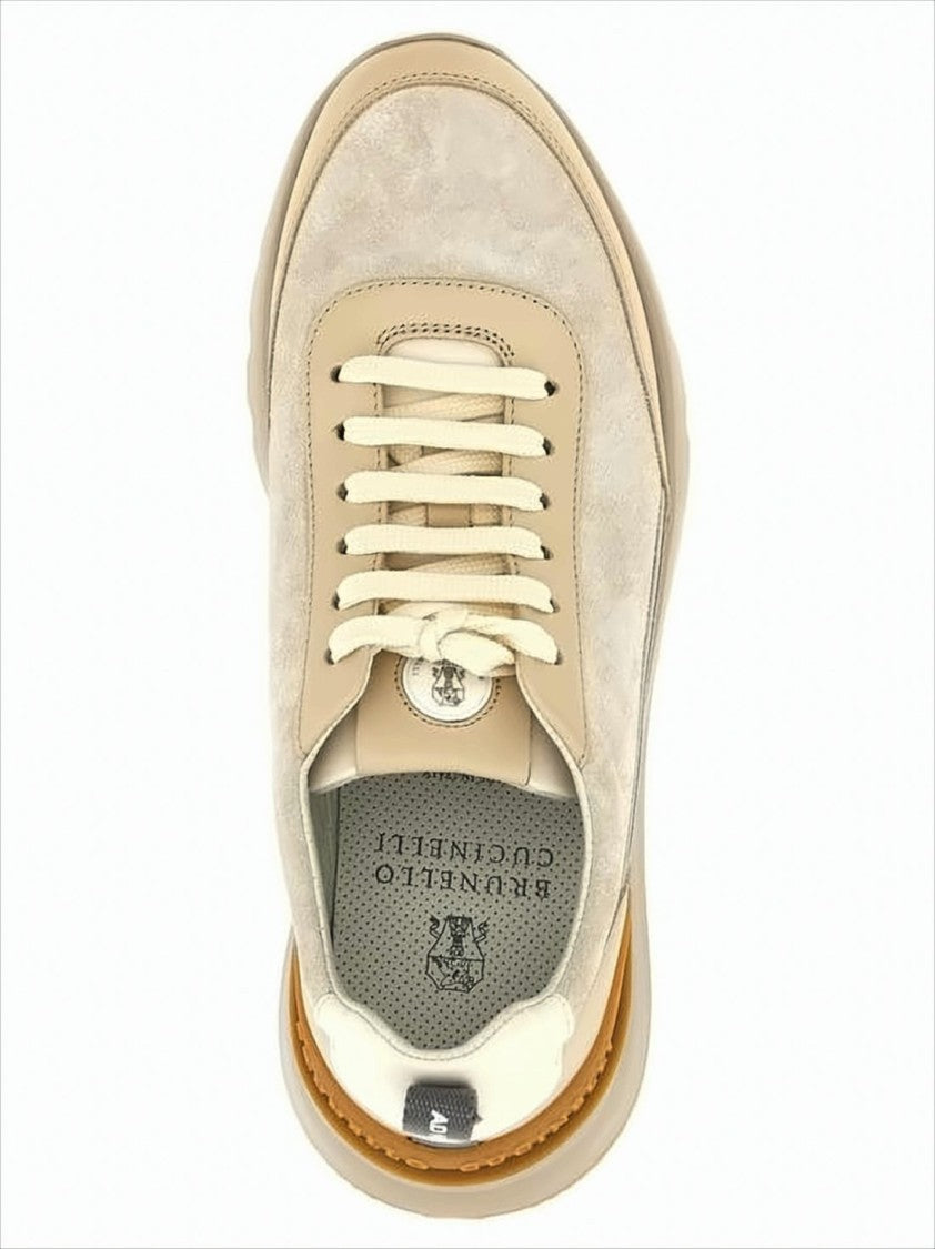 Brunello Cucinelli Calf Leather Sneakers With Smooth And Suede Finish