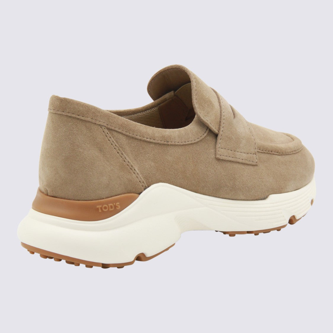 Tod's Suede Loafer Flats With Chunky White Rubber Sole