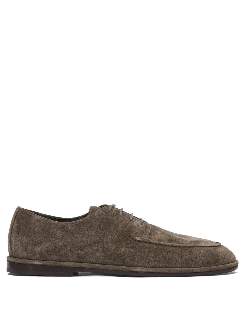 Ferragamo Brown Leather Lace-Up Shoes With Design