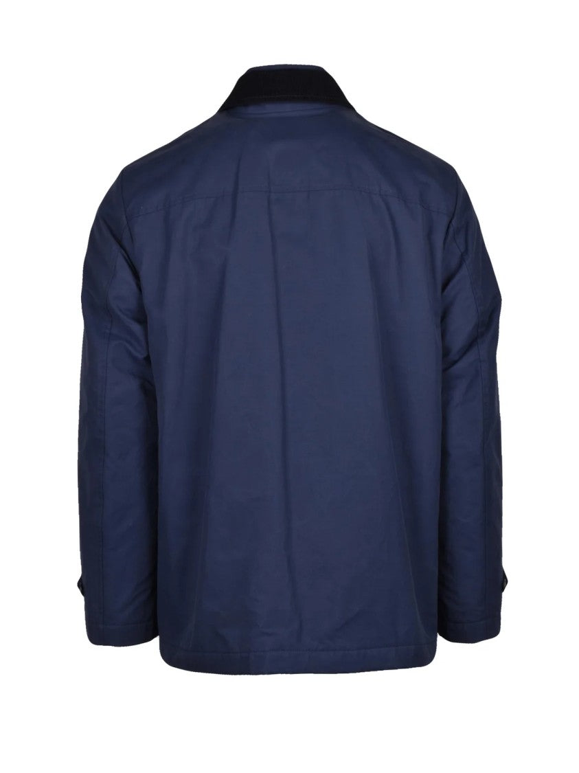 Fay Mid-Length Blue Coat With Button And Zip Closure