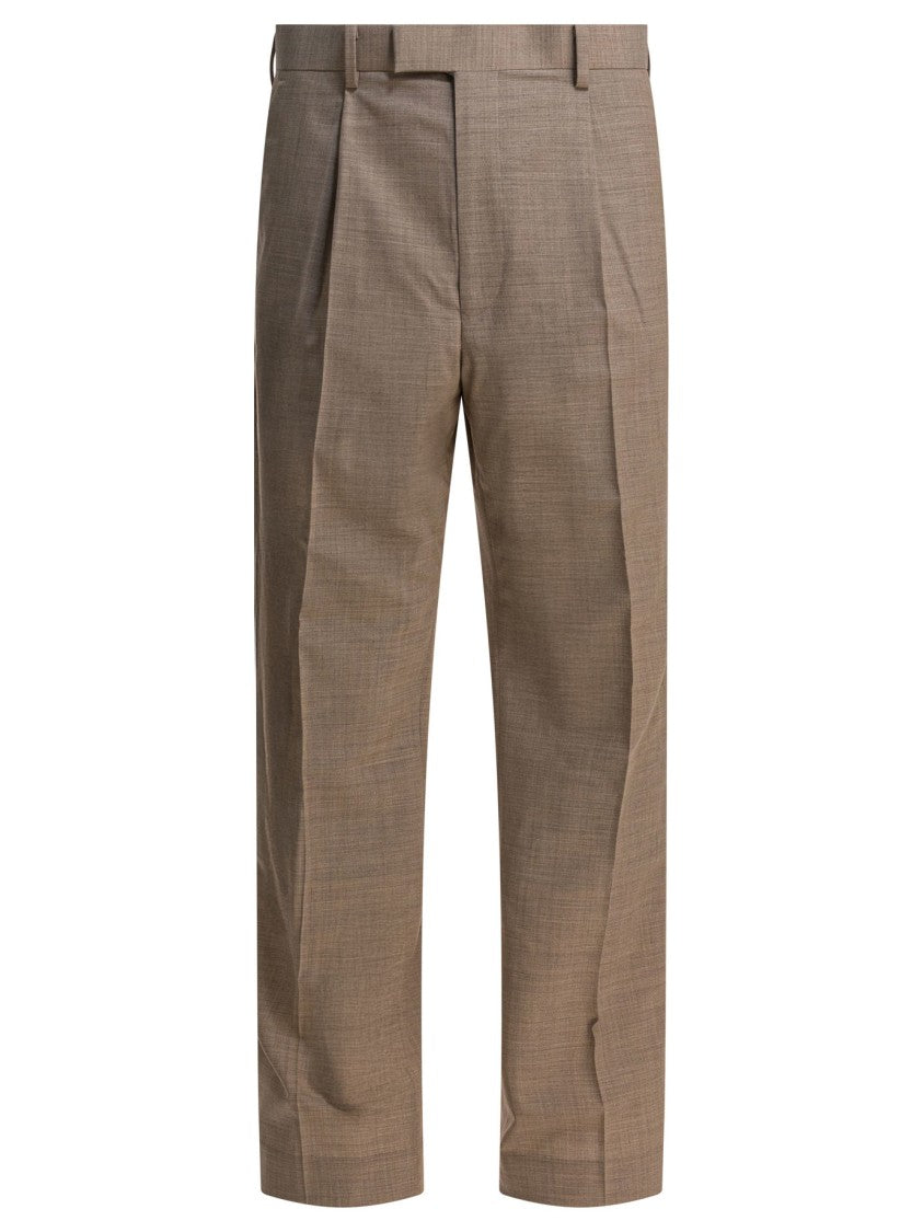 Auralee Tapered Wool Pants With Pleated Structure
