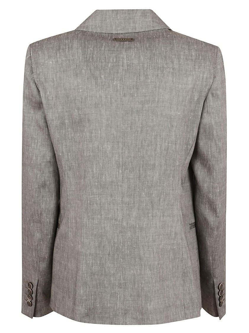 Peserico Double-Breasted Blazer In Estrato Canvas With Peak Lapels