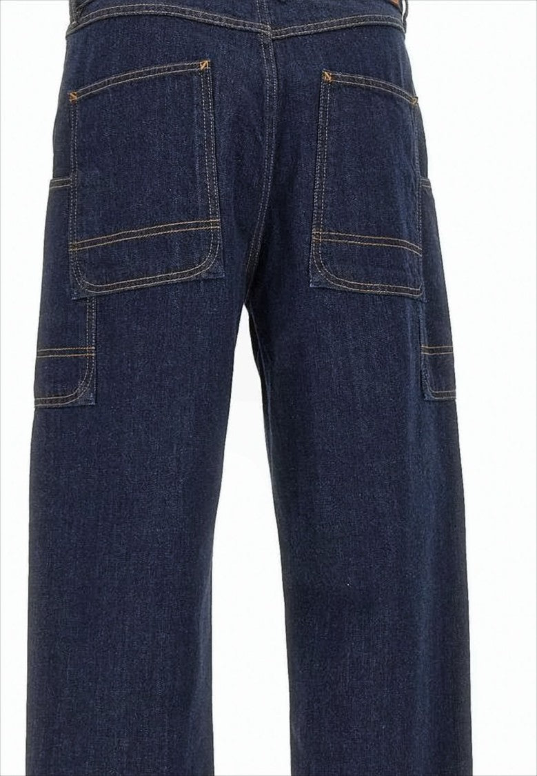 Kenzo Wide-Leg Cotton Denim Pants With Utility Pockets