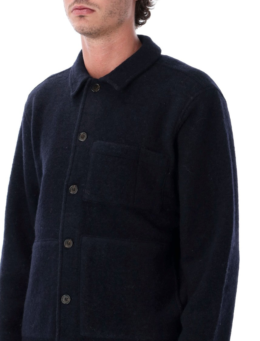 Universal Works Wool Fleece Overshirt Jacket With Dual Chest Pocket