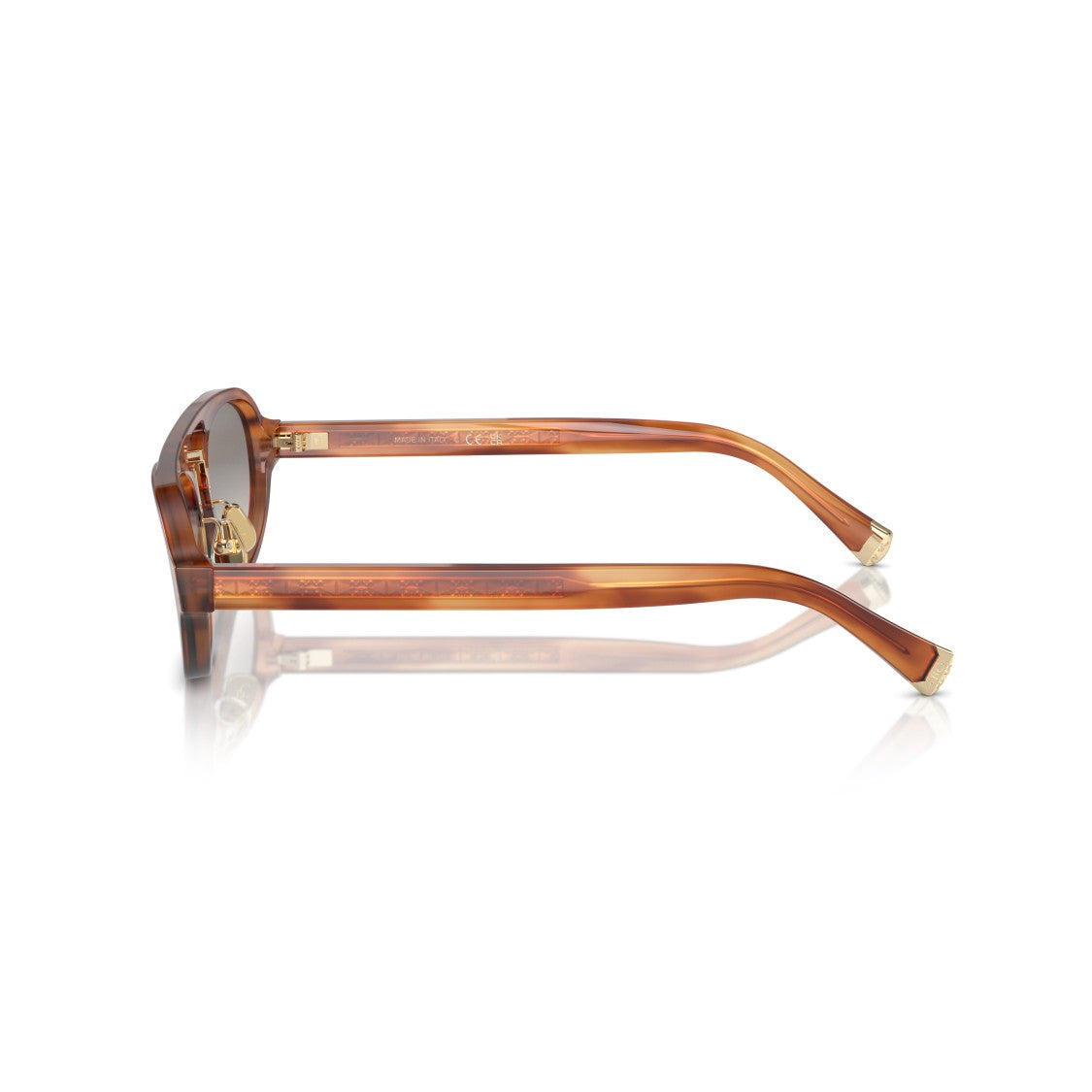 Brunello Cucinelli 0Bc4008s Translucent Amber Oval Sunglasses With Gold Accents