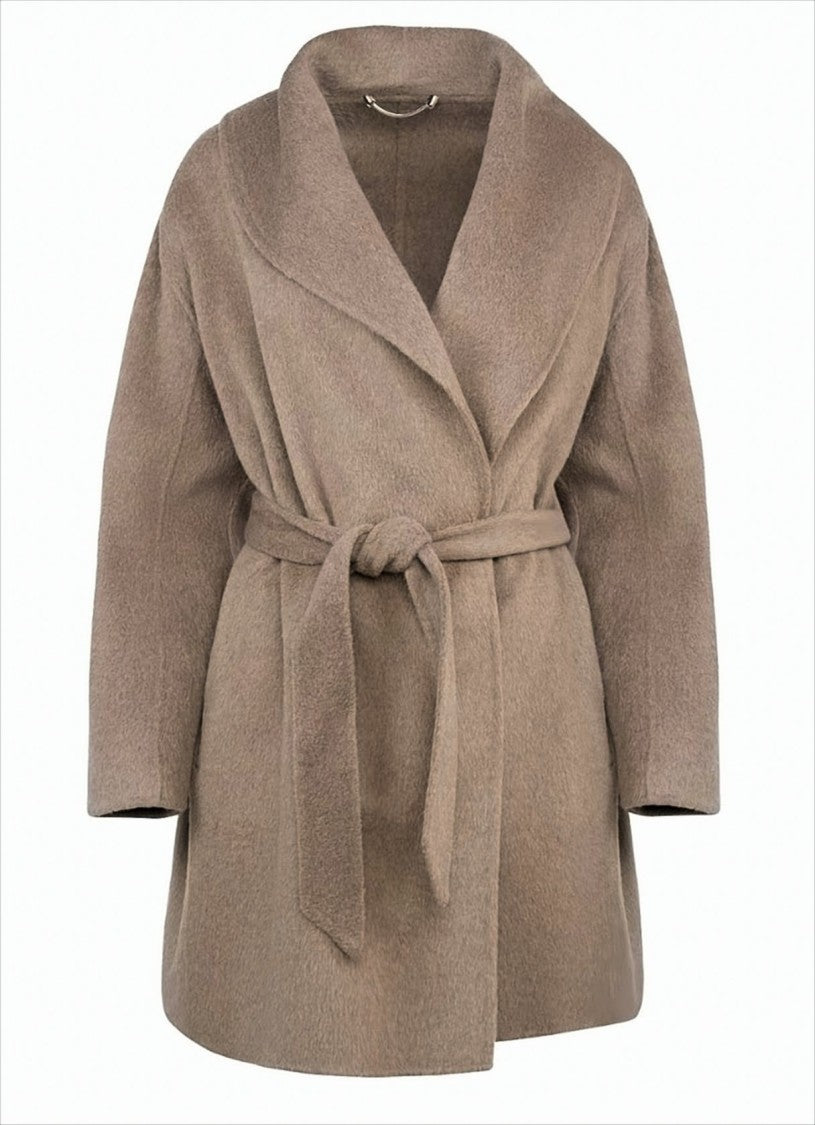 Boss Wool Coat With Wide Turn-Down Collar
