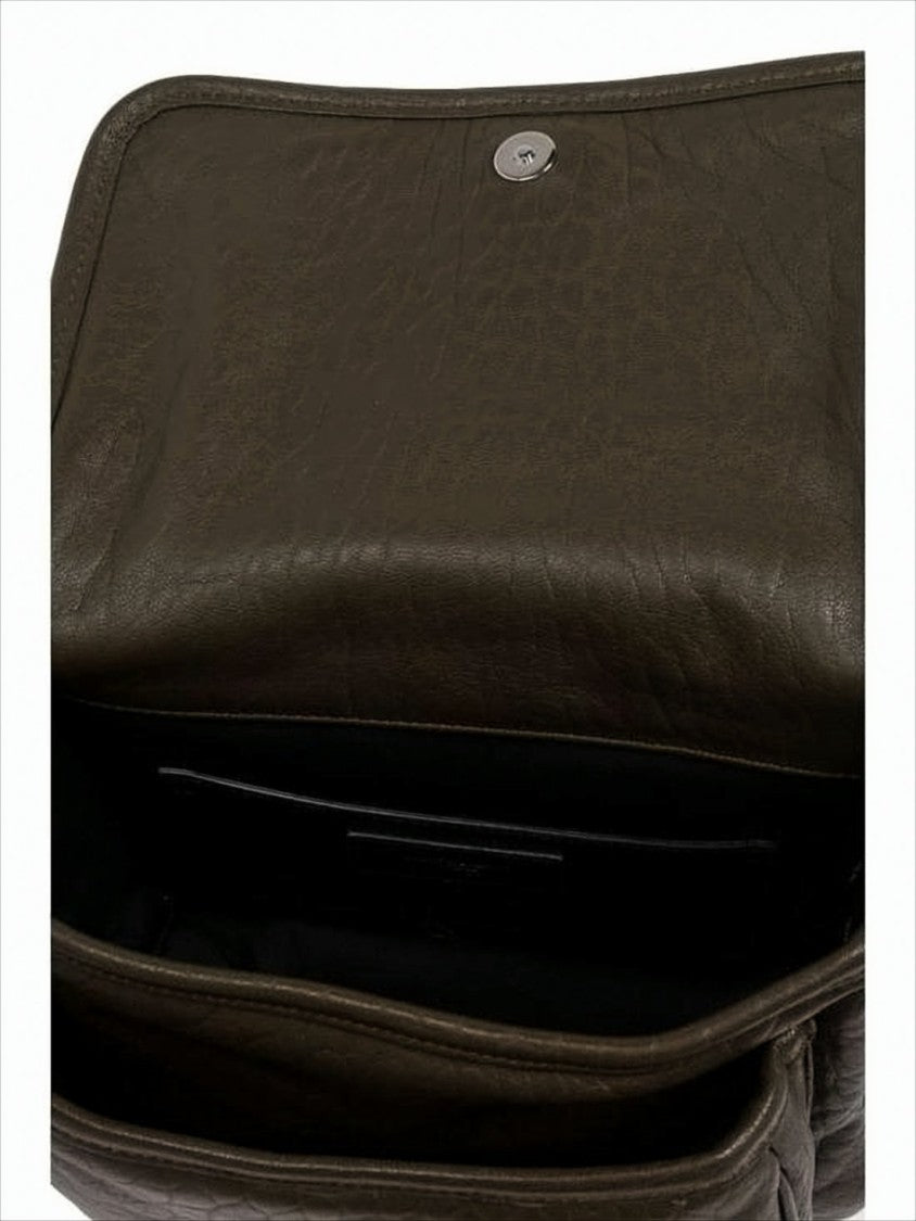 Saint Laurent Textured Lambskin Crossbody Bag With Metallic Logo Emblem