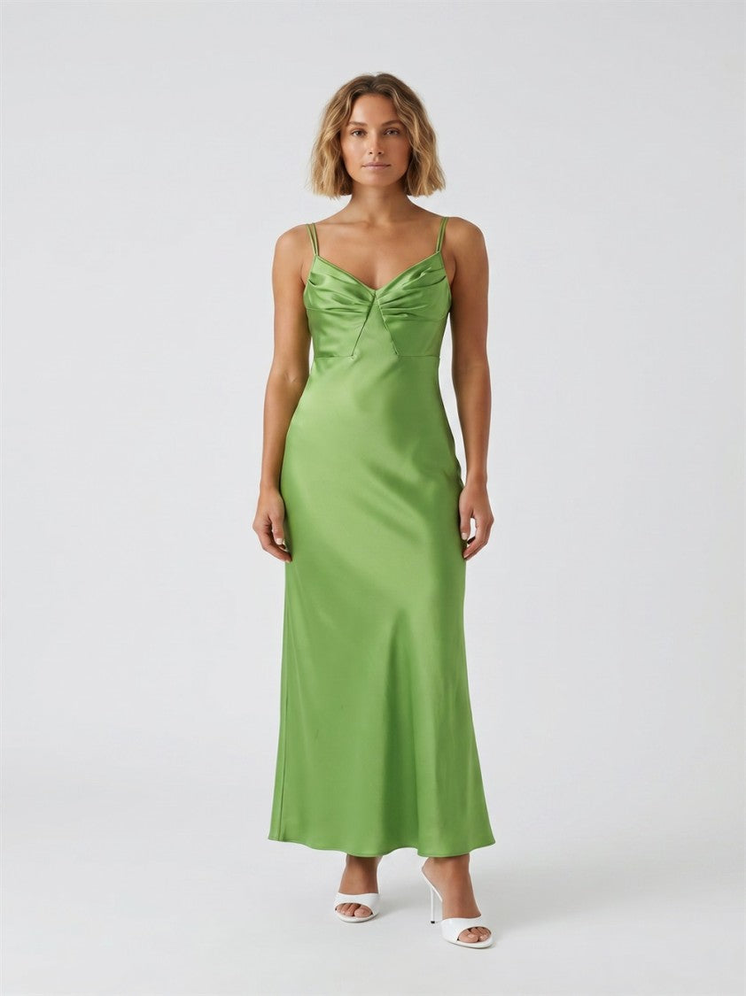 Elisabetta Franchi Green Red Carpet Plunging-Back Polyester Evening Dress