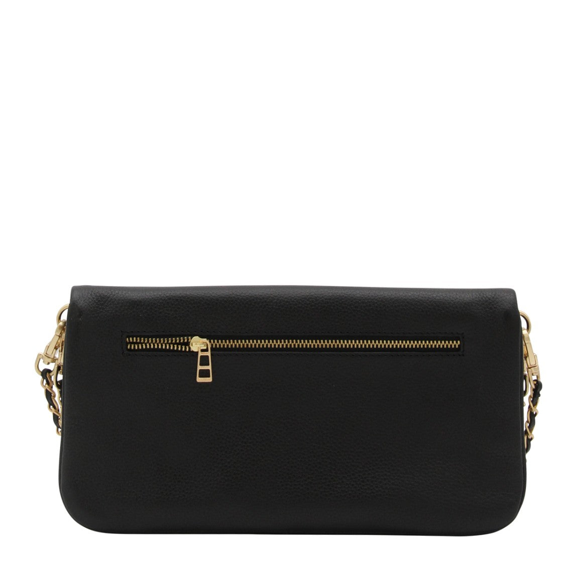 Zadig & Voltaire Black Leather Shoulder Bag With Chain Strap And Zip Pocket