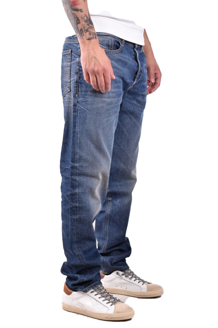Diesel Blue Cotton Whiskered Jeans