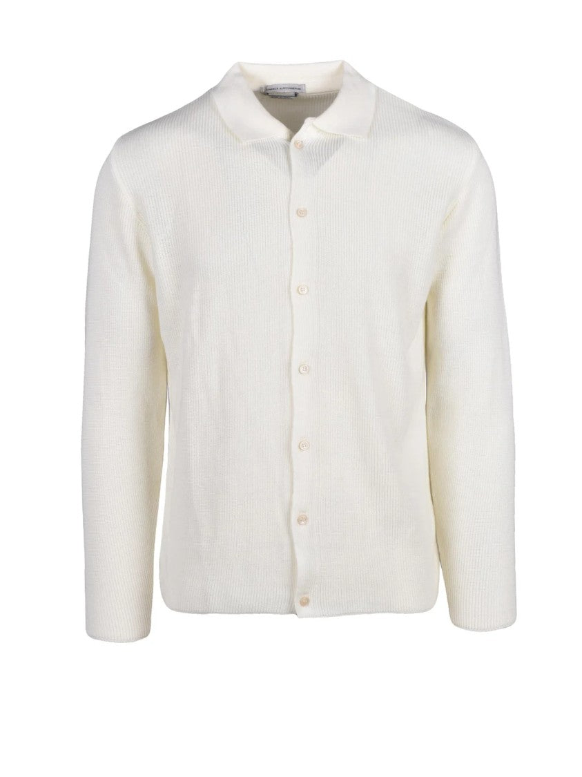 Daniele Alessandrini White Acrylic-Blend Ribbed Cardigan