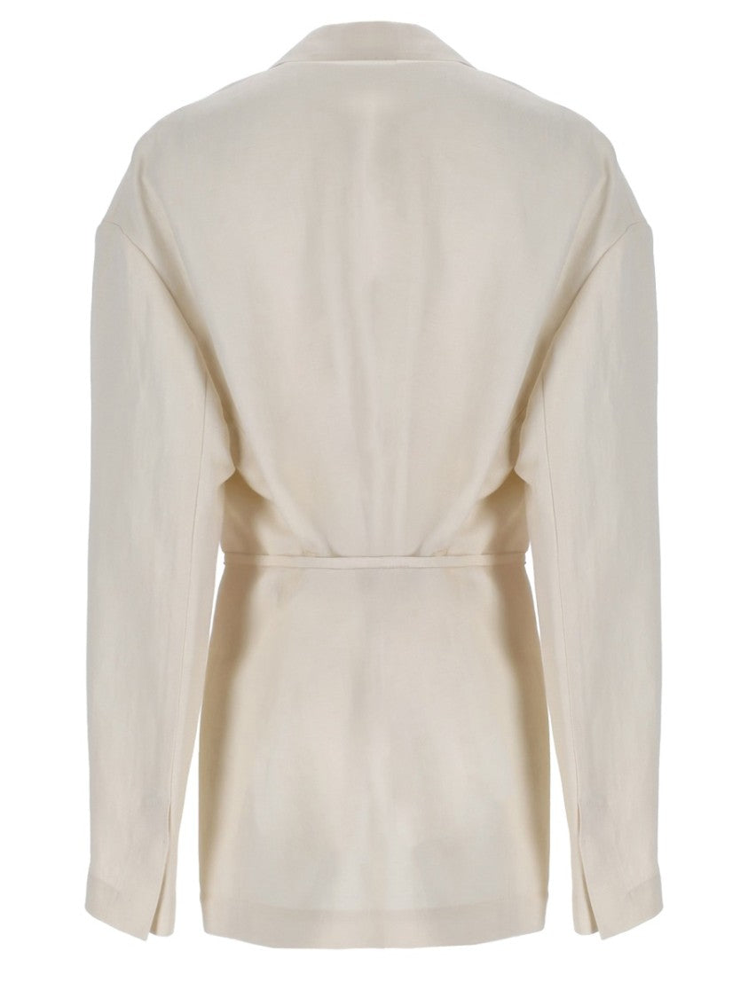 Brunello Cucinelli Notched-Lapel Belted Viscose-Linen Jacket
