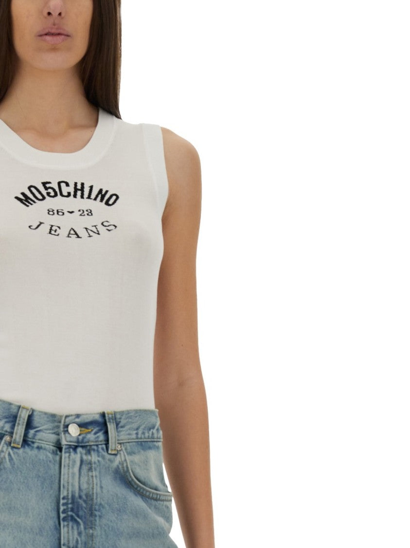 Moschino Slim Fit Knit Top With Inlay Logo