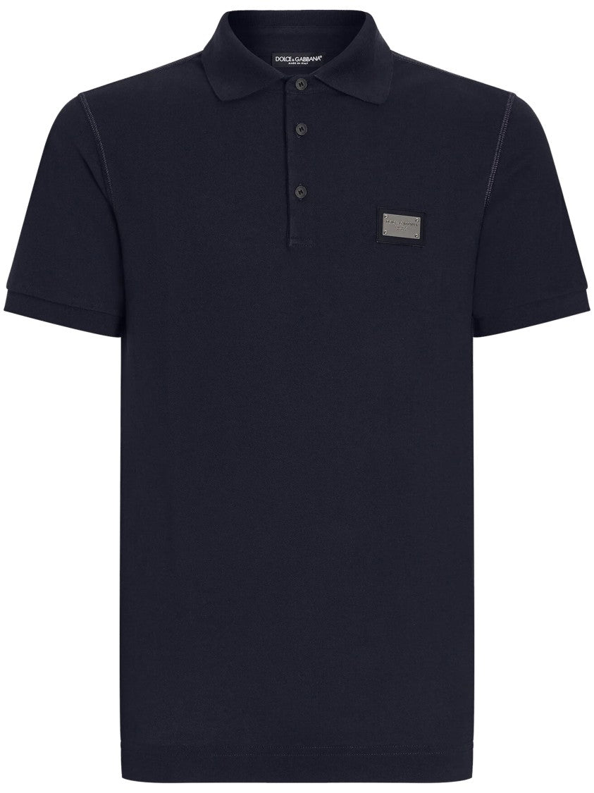 Dolce & Gabbana Solid Dark Navy Polo Shirt