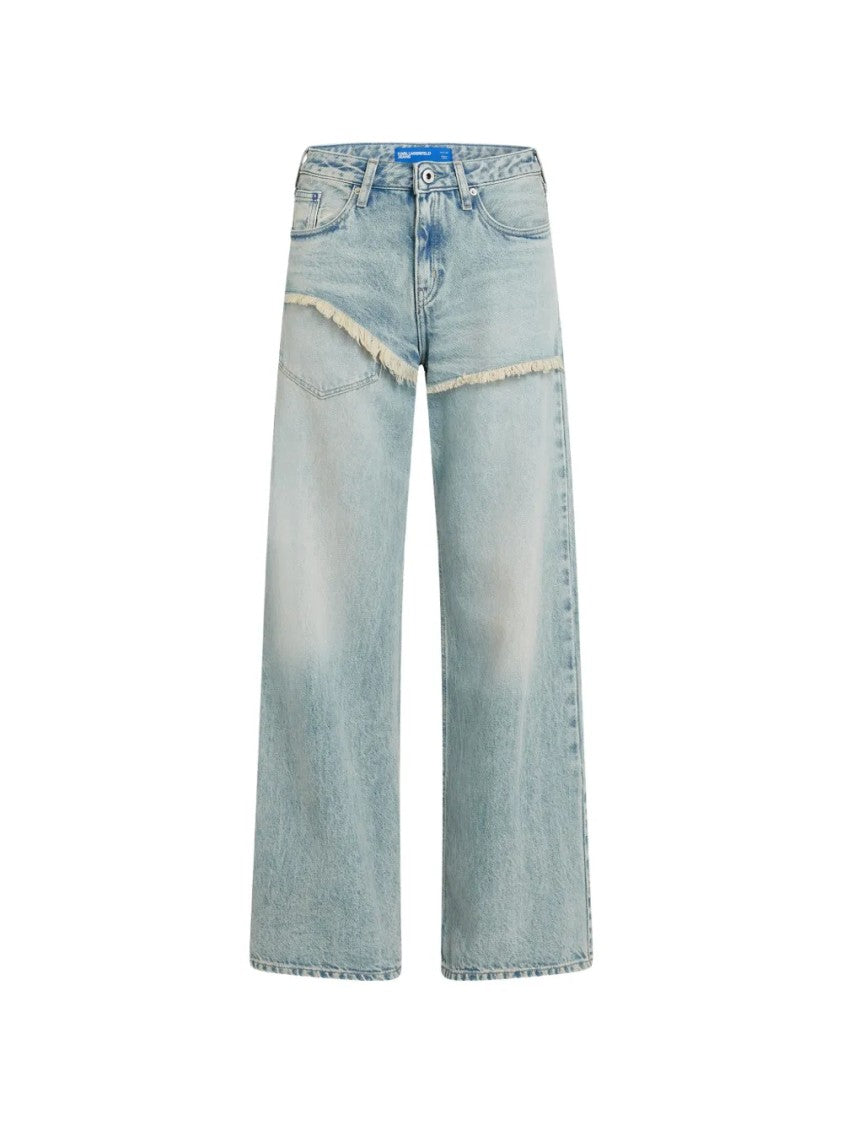 Karl Lagerfeld Light Blue Wide-Leg Jeans With Classic Five-Pocket Design