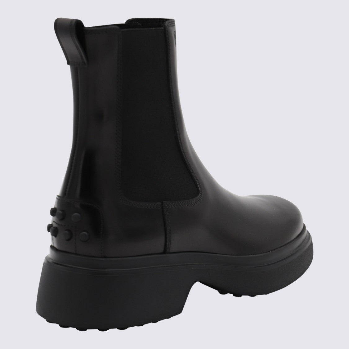 Tod's Chunky Sole Black Leather Slip-On Boots