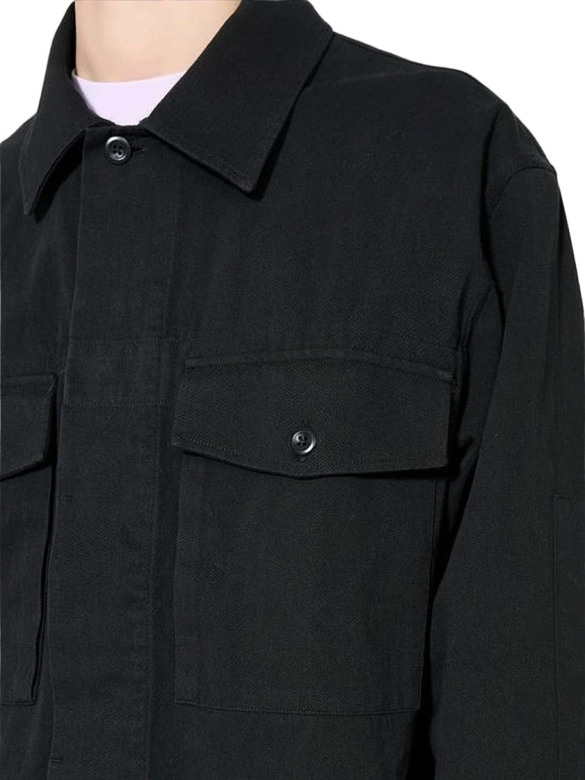 Margaret Howell Minimalist Black Casual Jacket With Adjustable Hem