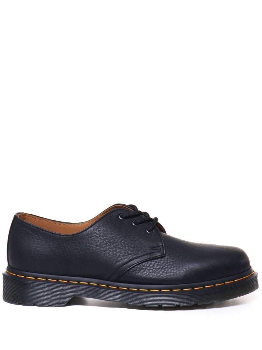 Dr. Martens Calf Leather Flats With Front Lace-Up And Round Toe