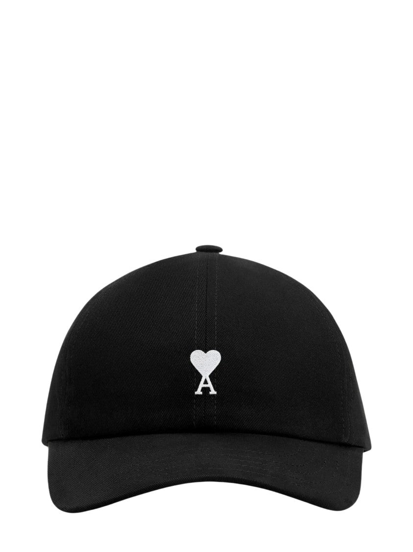 Ami Paris Black Ami De Coeur Cotton Hat