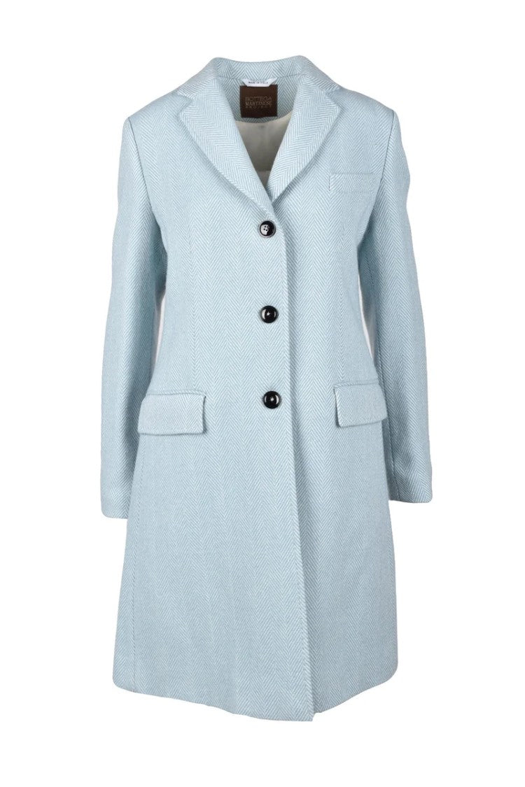Bottega Martinese Wool Blend Coat - Light Blue