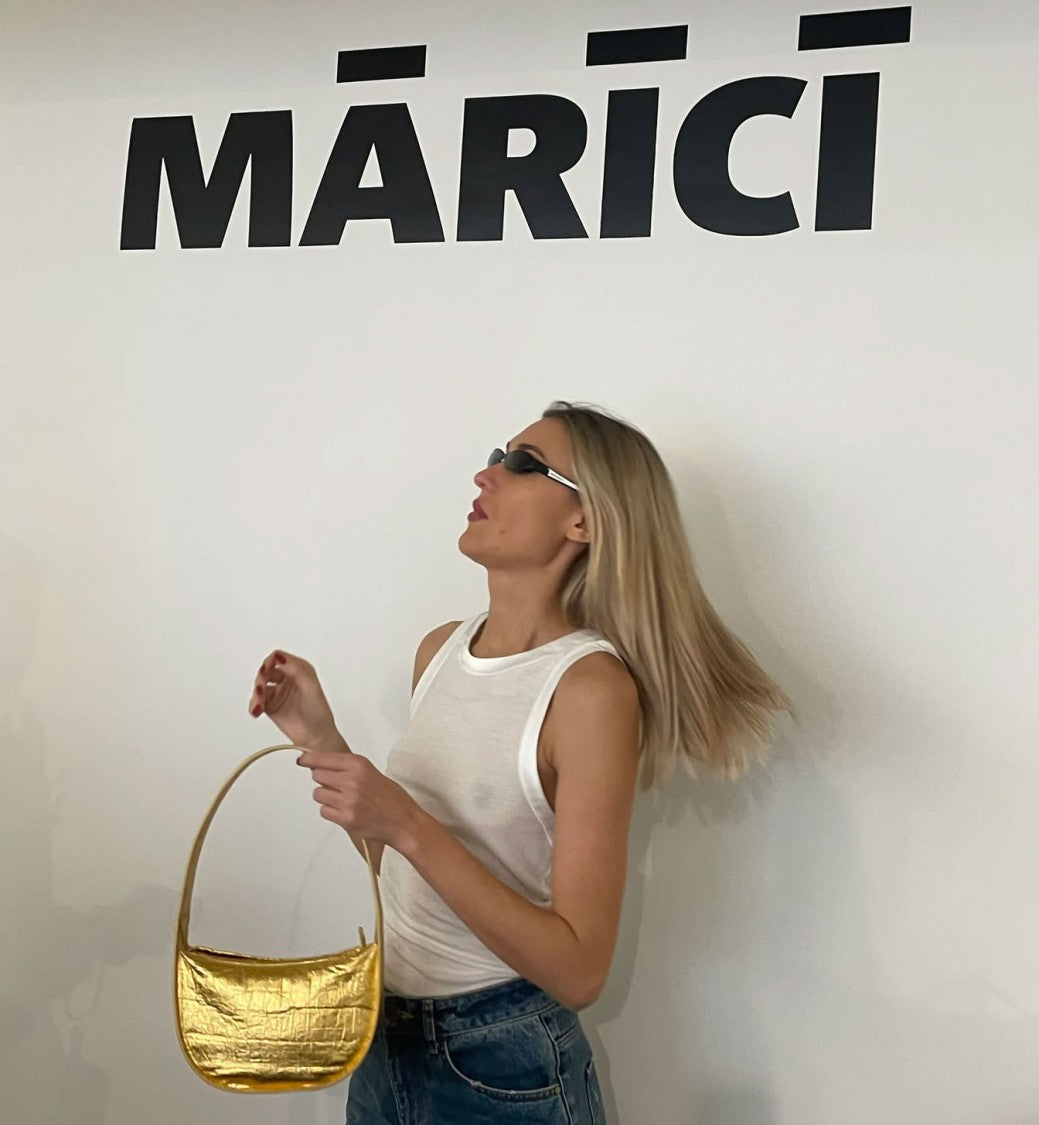 Marici Golden Shoulder Bag With Structured Frame