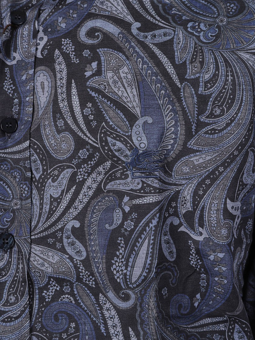 Etro Roma Paisley Pattern Cotton-Blend Long-Sleeve Shirt