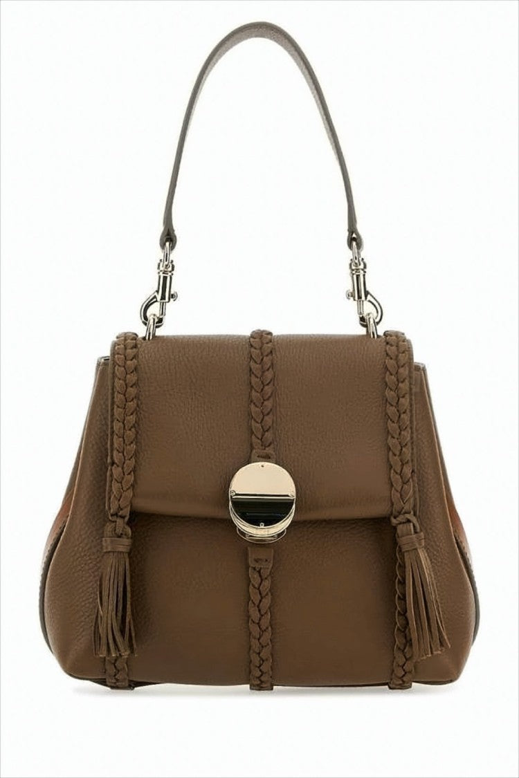 Chloé Structured Brown Leather Shoulder Bag