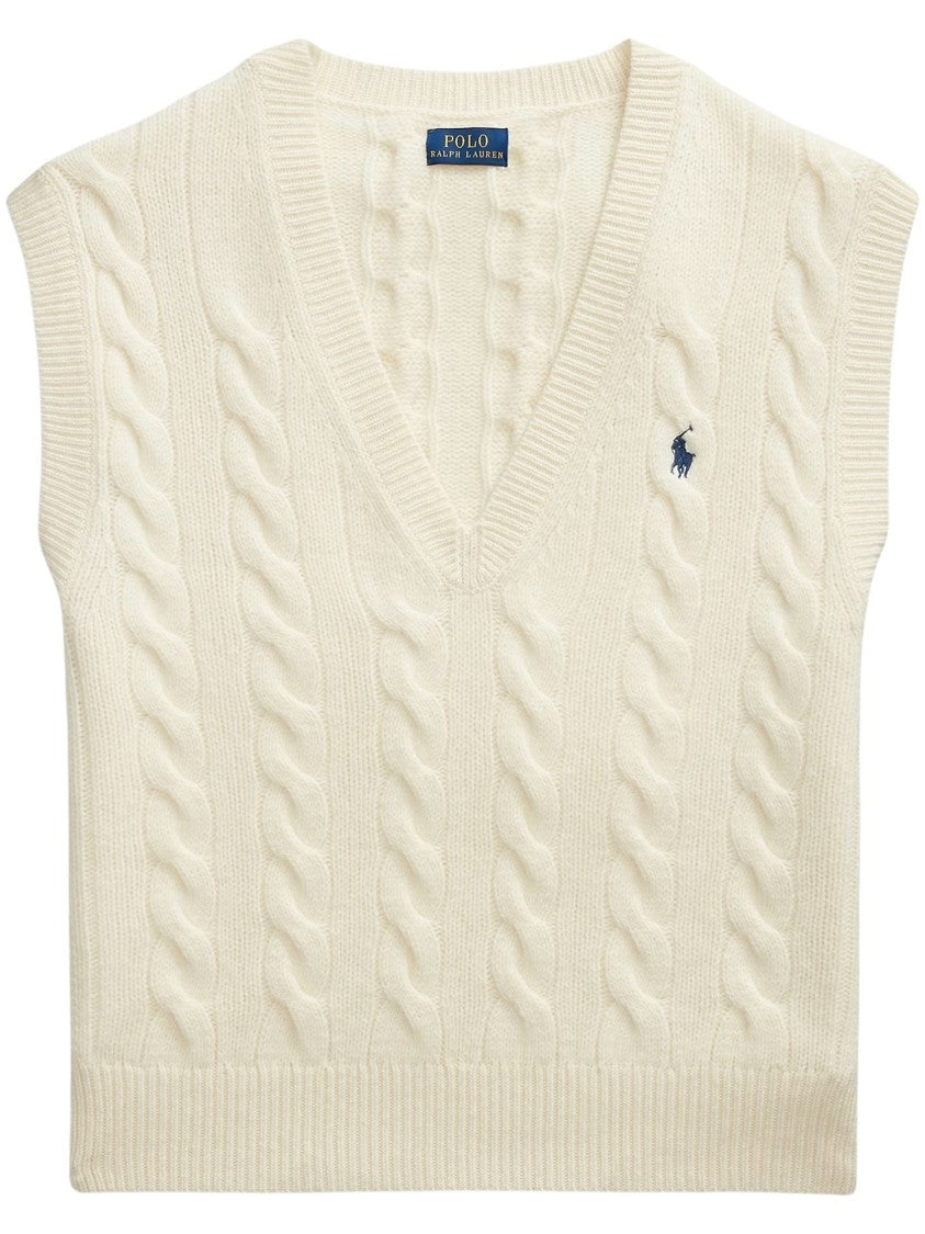Polo Ralph Lauren Cable Knit Deep V-Neck Sleeveless Pullover