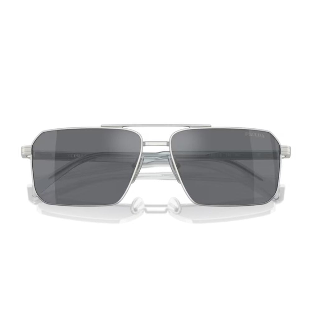 Prada Pr A57s Rectangular Silver Metal Sunglasses
