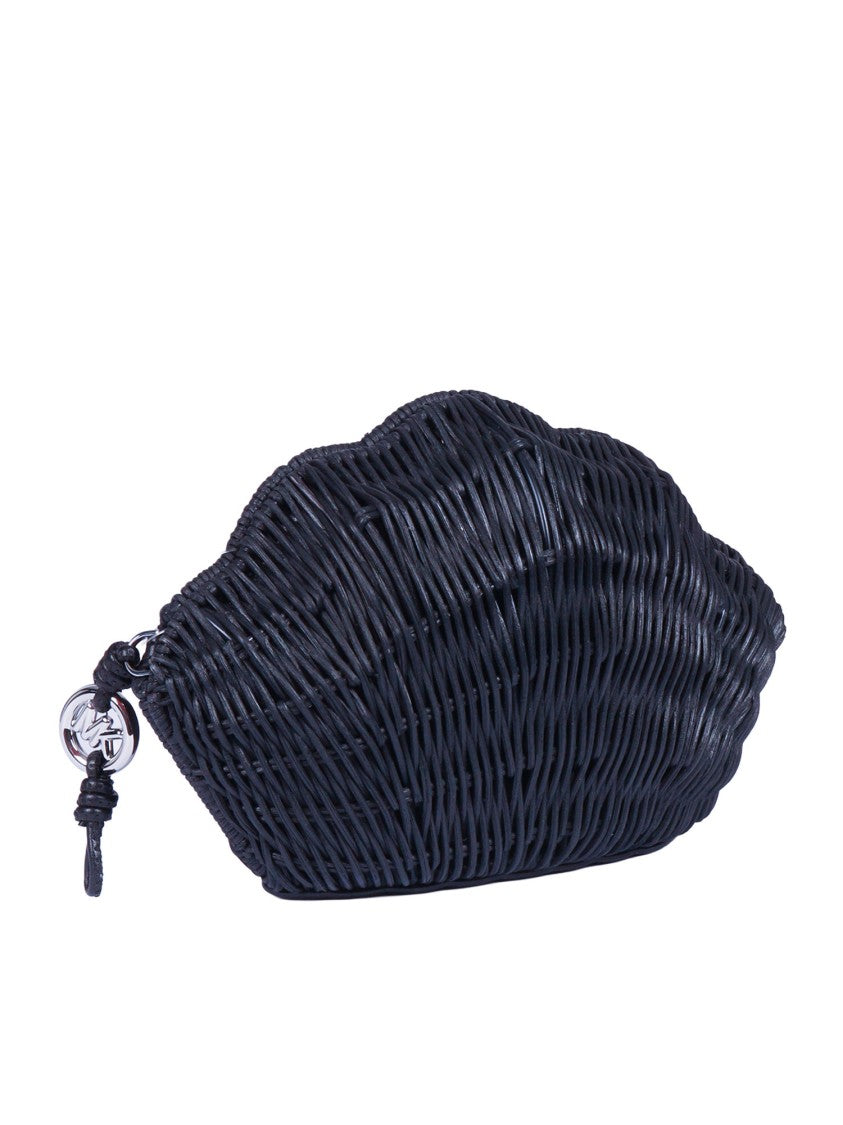 Michael Kors Black Seashell Rattan Clutch