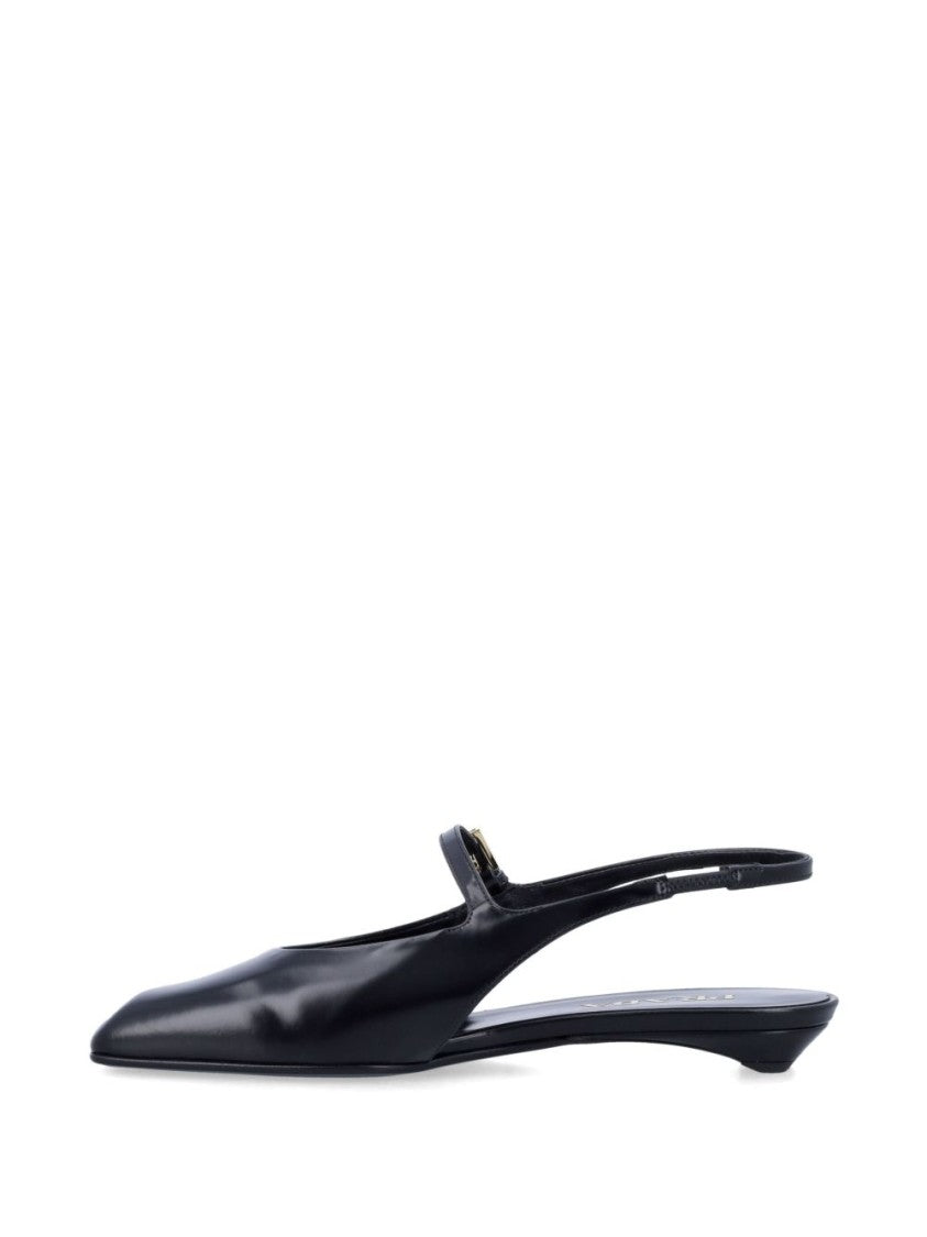 Prada Pointed Toe Flat Shoes With Slingback Strap