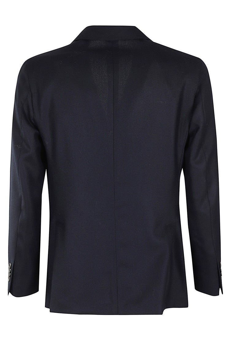Boglioli Classic Blue Virgin Wool Jacket With Lapel Neckline