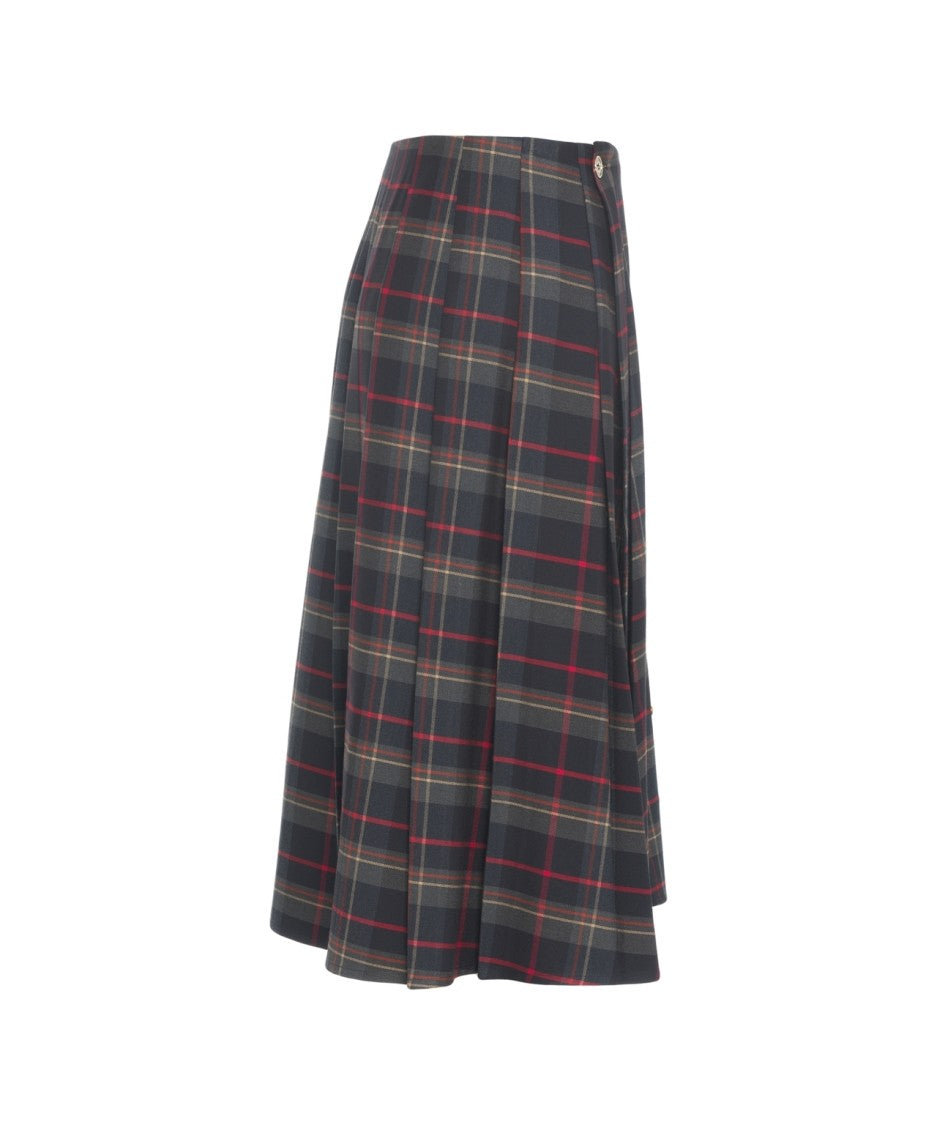 5 Progress Pleated Midi Skirt With Embellished Checkered Design