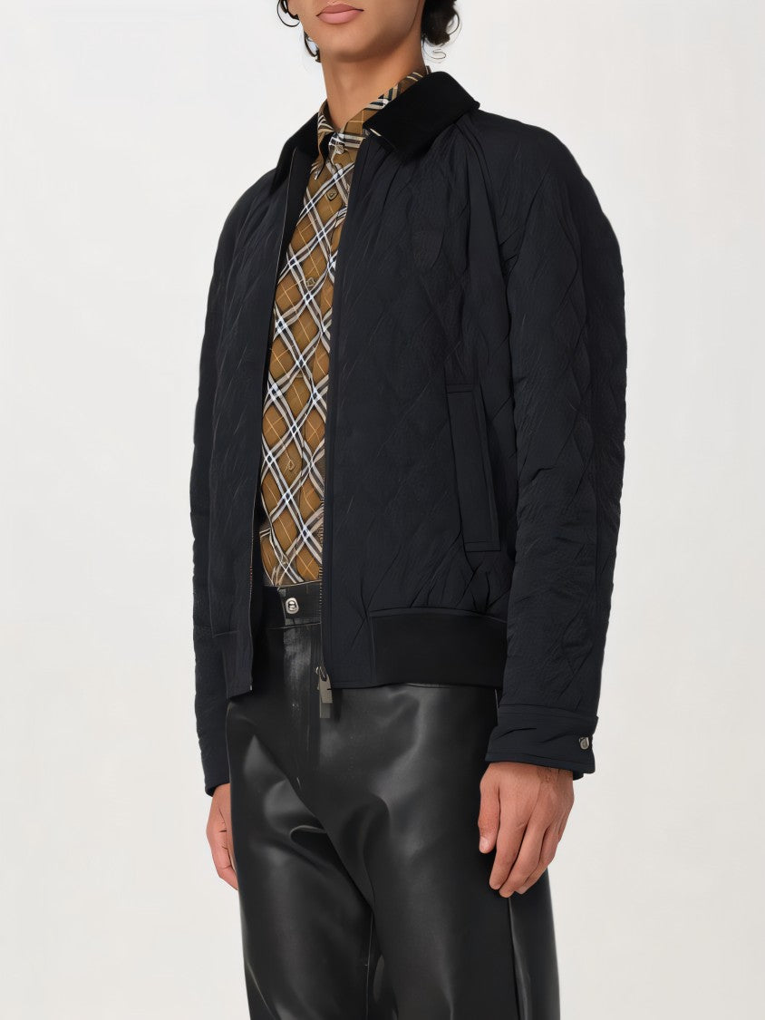 Burberry Quilted Black Jacket With Structured Silhouette And Front Zip Closure