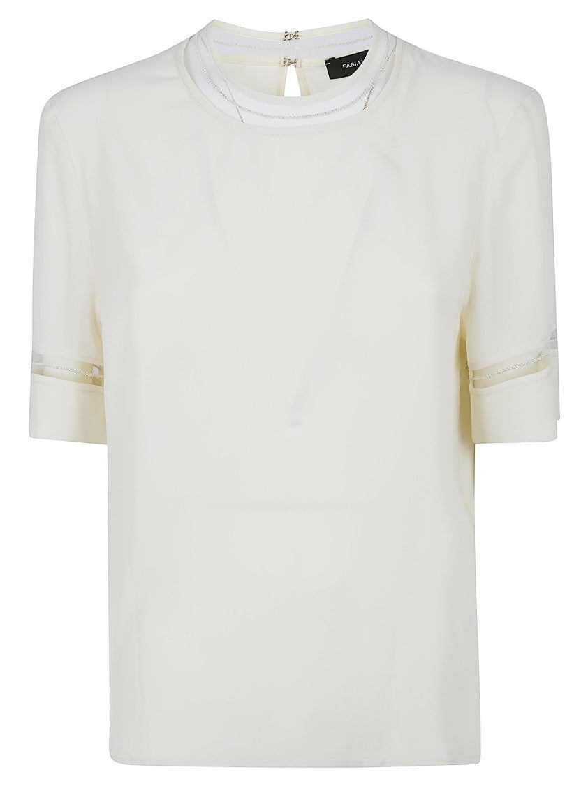 Fabiana Filippi Short-Sleeved Top In Washed Crepe De Chine