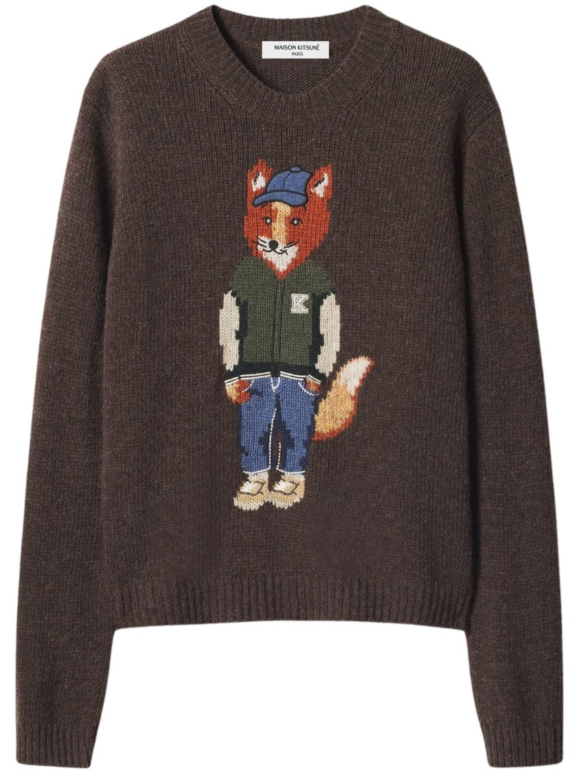 Maison Kitsuné Intarsia Wool Jumper With Playful Fox Design