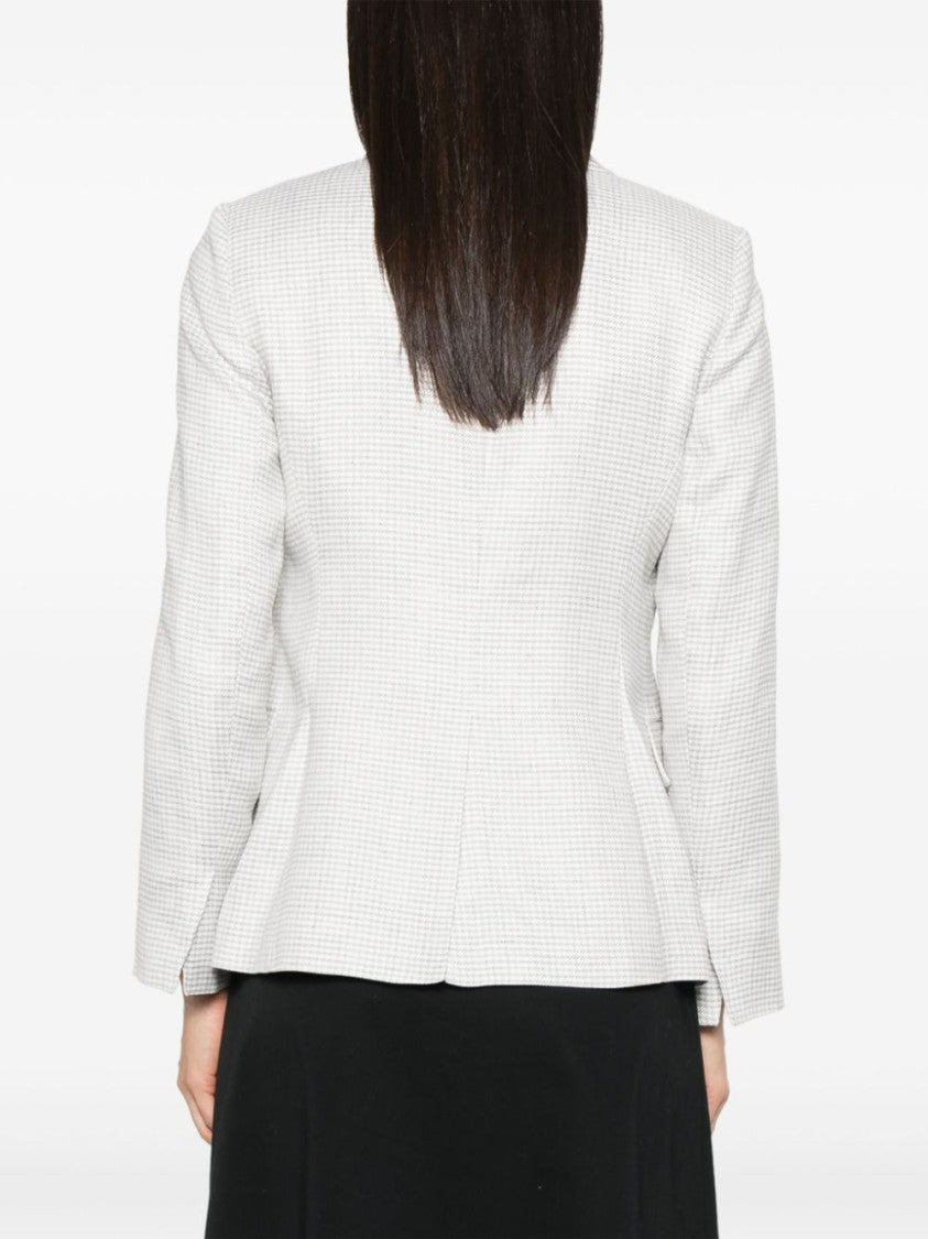 Theory Houndstooth Patterned Linen Blend Blazer